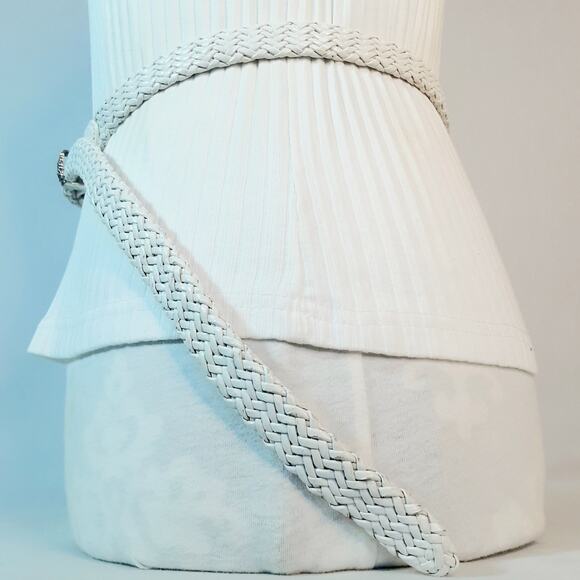 Talbots Southwestern Powder White Braided Genuine Leather Skinny Belt Lg Waist - Picture 3 of 11